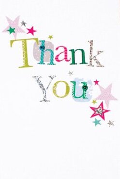 This thank you card, reminiscent of Hendon's cheerful spirit, captures a mood of unreserved appreciation. Across the snowy white card, the phrase 'Thank You' is stitched out in playful, handcrafted letters-each one a unique patch of color, from magenta to cool teal and hints of gold. The artistry is unmistakable, with subtle patterns that recall the textured beauty of local art seen on Church Road. Scattered across the corners, mini stars glisten like celebratory confetti after community events at Hendon Park. Some letters catch the eye with a shimmer of silver glitter, enhancing the sense of joy that dances across the card's surface. Every detail is thoughtfully composed, the clean canvas allowing each motif to shine without crowding. Imagining this card nestled beside an abundant bouquet-delivered anywhere from Brent Cross to West Hendon-it feels like a personal expression of gratitude, carefully crafted to brighten someone's day. There's a tactile pleasure as well: the gentle raised print, the crisp edges, and a touch that hints at bespoke, local craft. It's just the gesture you'd expect from a Hendon florist-thoughtful, sincere, and alive with color.